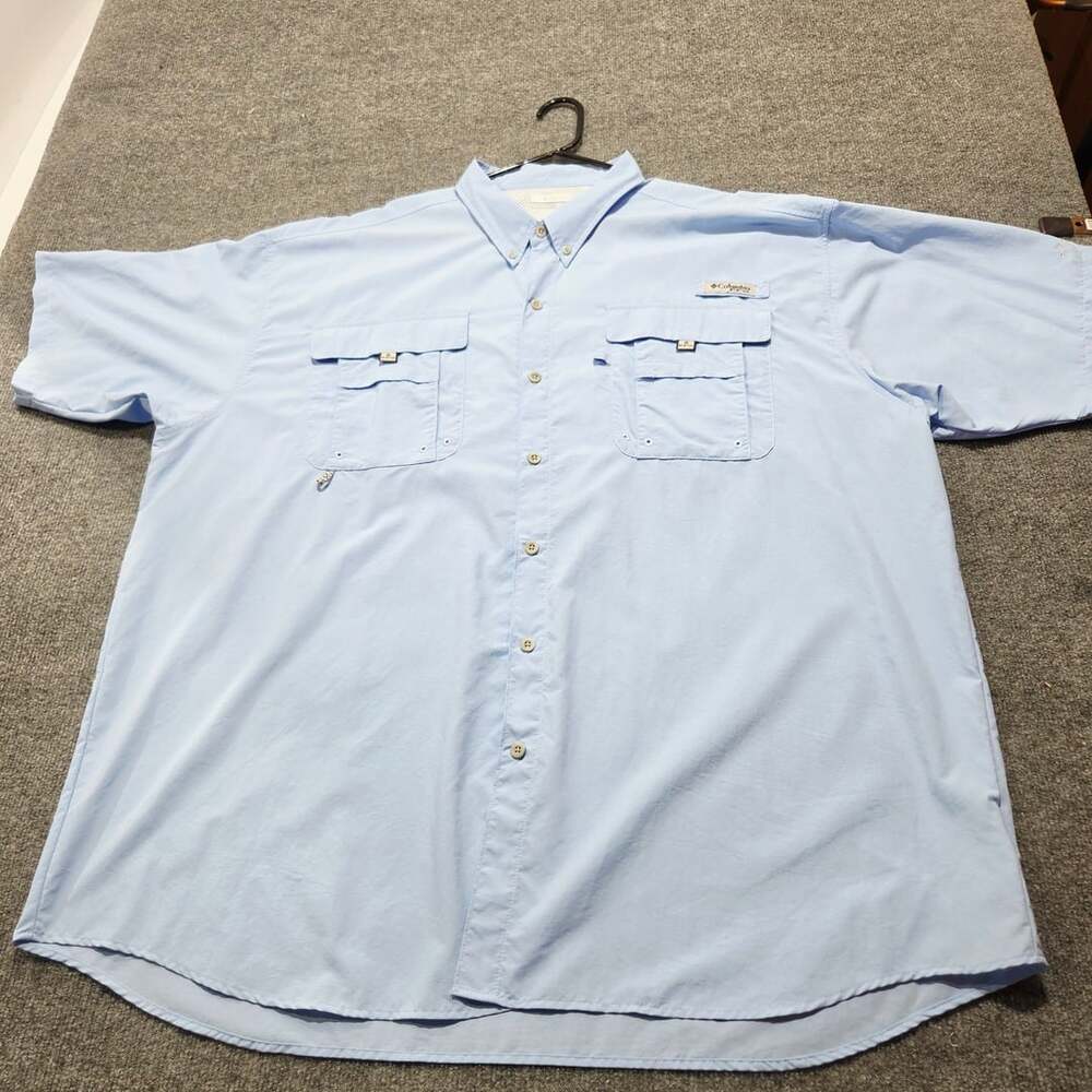 Columbia PFG Bahama II Men's Light Blue Short Sleeve Fishing Shirt Size 3XT